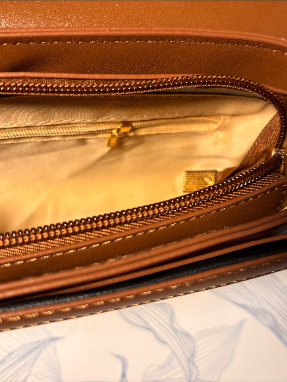Woven Straw Top-Handle Bag with Brown Leather Trim - Picture 8 of 9